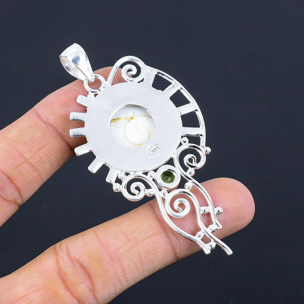 Halloween Sale Natural Shiva Eye Peridot Bezel Artisan Pendant Sterling Silver