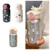 Leak-proof Thermal Water Bottle Straw Design Bouncing Insulated Tumbler Bow Cat Thermos Cup  Kids
