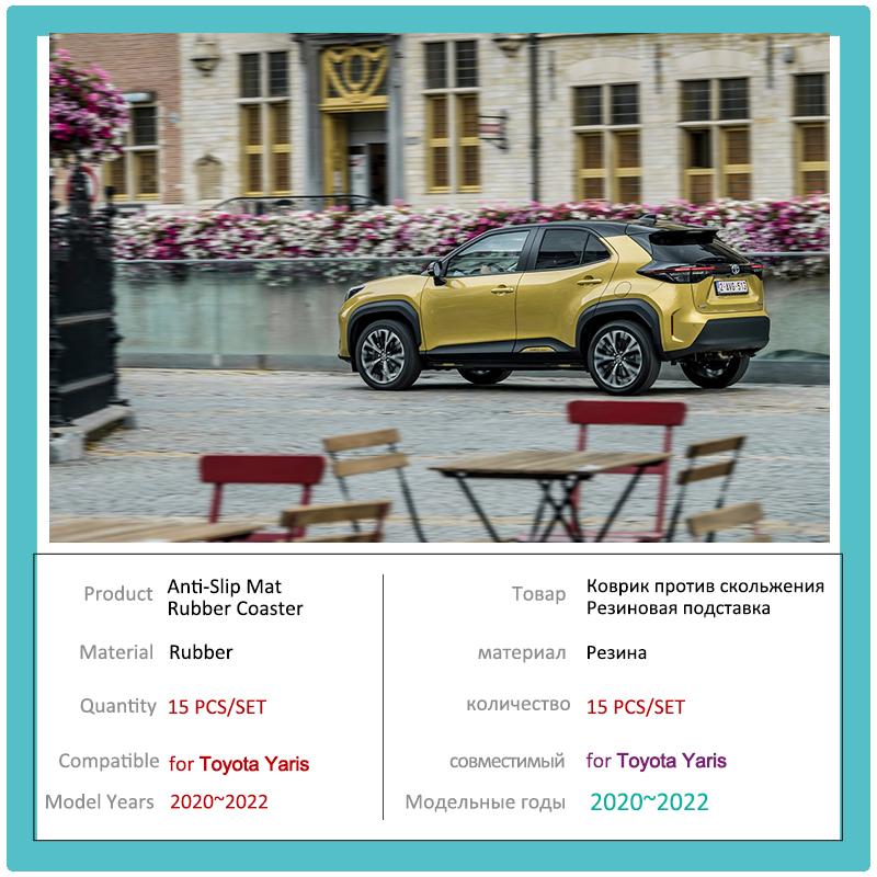 Car Rubber Door Groove Mat for Toyota Yaris Cross XP210 ~2023 2022 Cup Cushion Gate Slot Coaster Dust-proof Pad