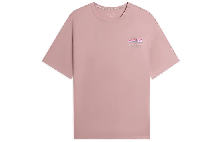Li Ning T Shirts Men s Rose Red Crew Neck Moderate Straight Fit AHSS783-6 S
