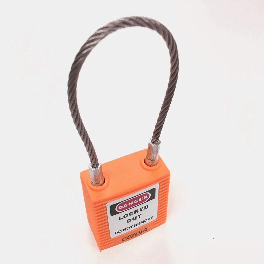 Cable Padlock for Lockout Orange; Body: High-performance plastic, Nylon; Hanging: Stainless steel, Comes with