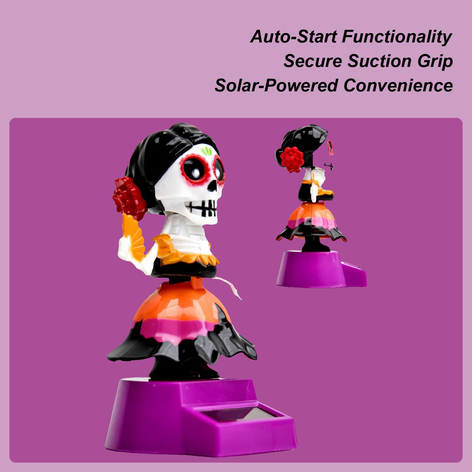 Skull Bobble Head for Car Bobbing Heads Dashboard Skull Crafts Automatic Exquisite Desktop Decorative Figurines for Adults CN