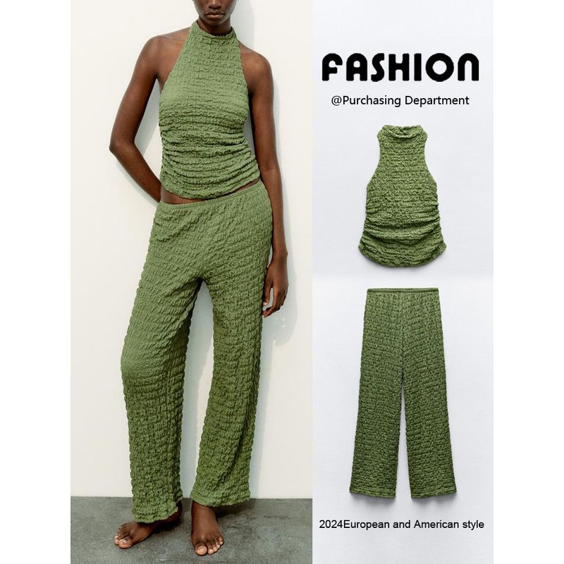 Za2024 Summer New Product Women's Clothes Halter Top 5039492 500 High Waist Pants 5039347 500