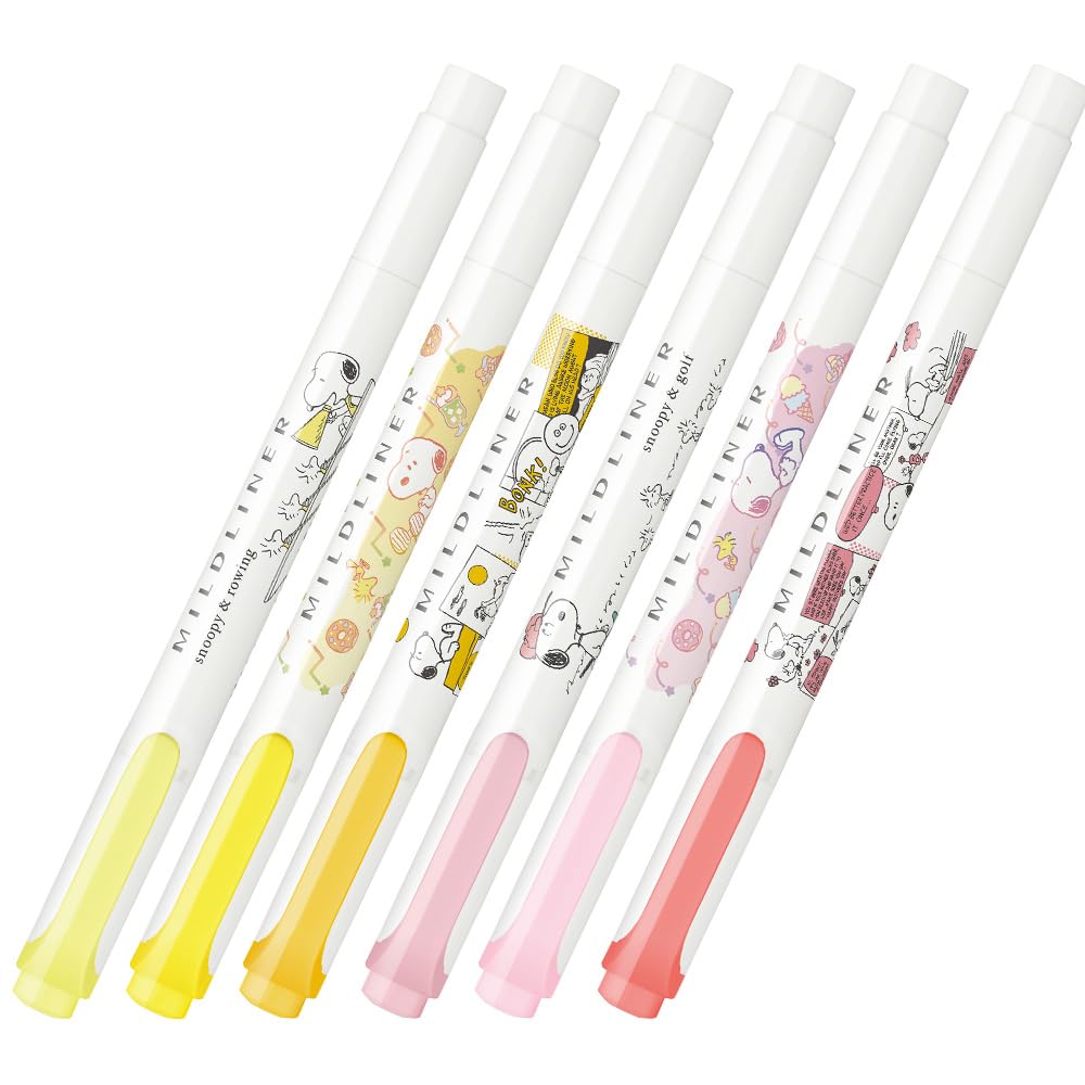 Zebra Snoopy Mildliner Highlighter Exciting Stationery Set Pens, Series, 6-Color (WKT7-SN-WS-AZ6)