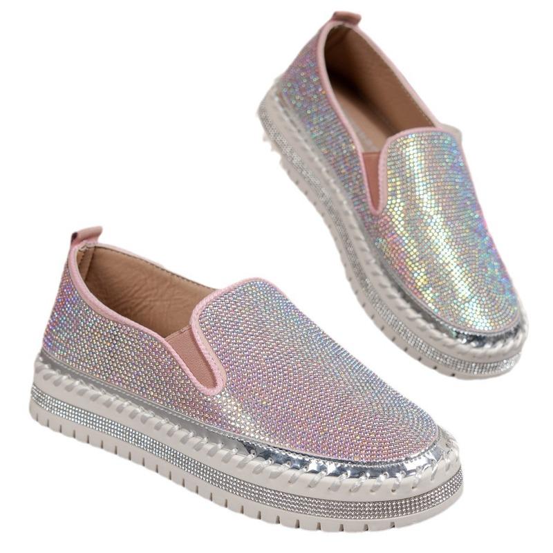 Spring and autumn new thick-soled lazy one-pedal rhinestone single shoes women's flat baseplate shoes