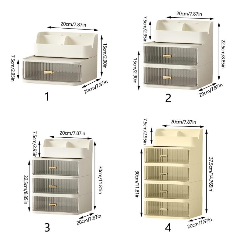 Multifunctional Desktop Cosmetics Organiser With Drawer Stacking Plastic Storage Trays For Beauty Tools School Supplies