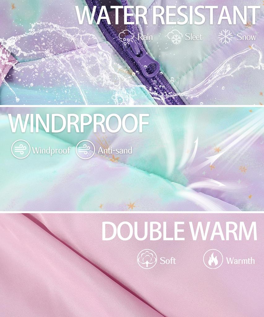 Hiheart Haine de Snowboard și Schi și Salopete și Perfect pentru Zăpadă Set Mărimea 130 pentru Copii, Haine Sport pentru Copii, Pantaloni de Exterior, Joacă, Verde/Mov,