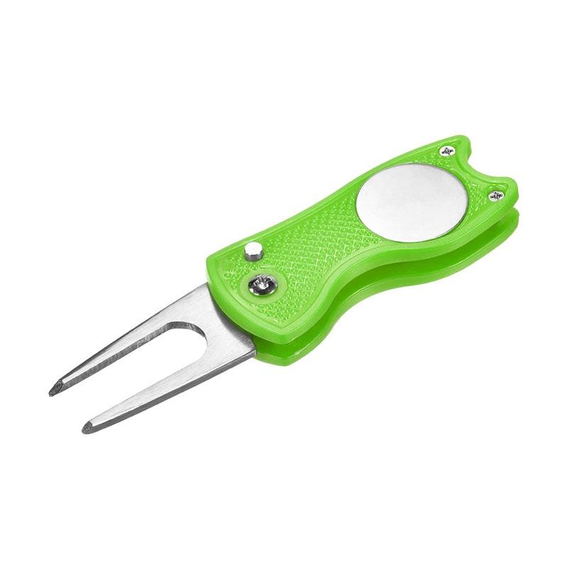 Golf Divot Repair Tool Foldable Metal Golf Green Divot Tool with Magnetic Ball Marker 5