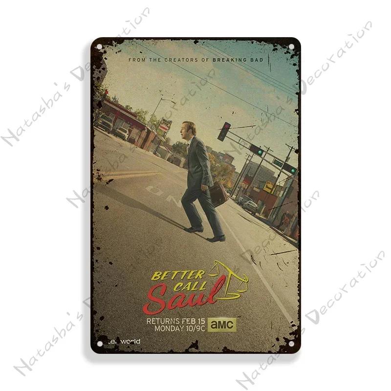 Piatto Decorativo Classico TV Better Call Saul Placca Metallica Latta Metallica Vintage Cartello Metallico Retro Poster Placca da Parete Decorazione Industriale