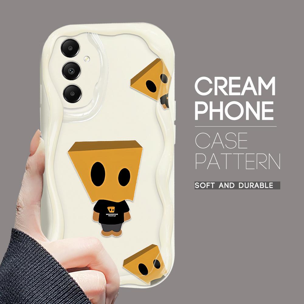 

Милый мультяшный узор, кремовая текстура, мягкий силиконовый чехол с волнистыми краями, чехол для телефона Samsung Samsung S23 Ultra 5G белый