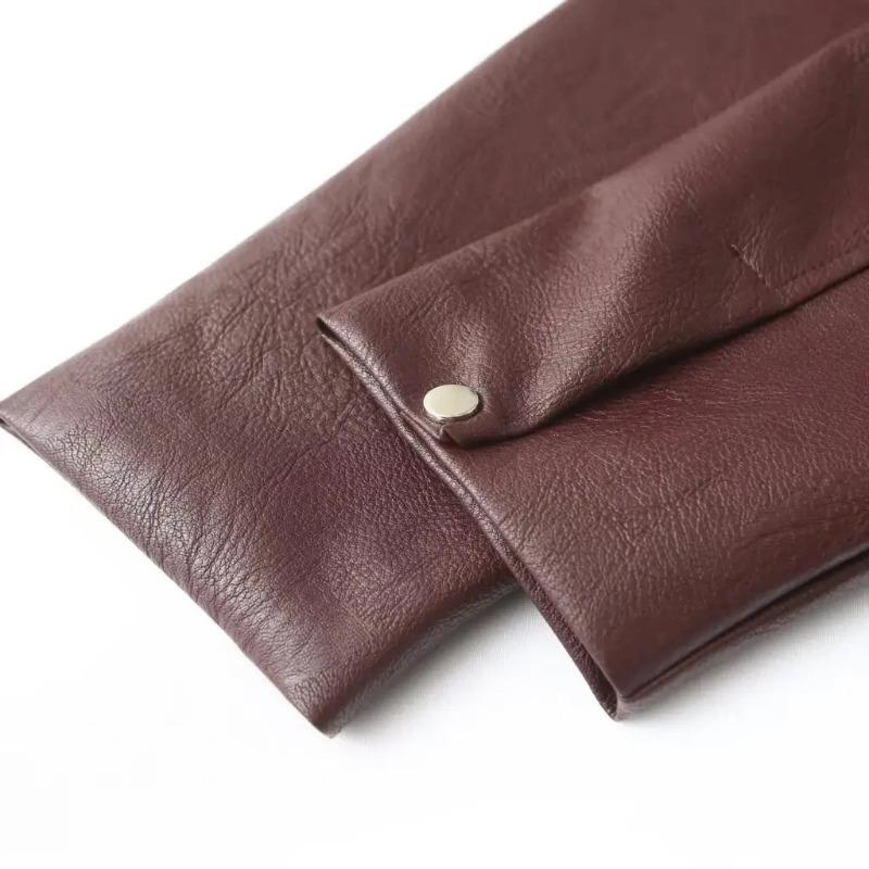 Jachetă din piele PU Spice Girl, damă, de primăvară, nou american retro, cu rever lejer, cu fermoar, haină cardigan