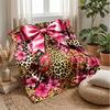 Leopard and Floral Elegance 2 Theme Blanket Lightweight Warm Flannel Blanket Decorative Throw Blanket for Home Decoration