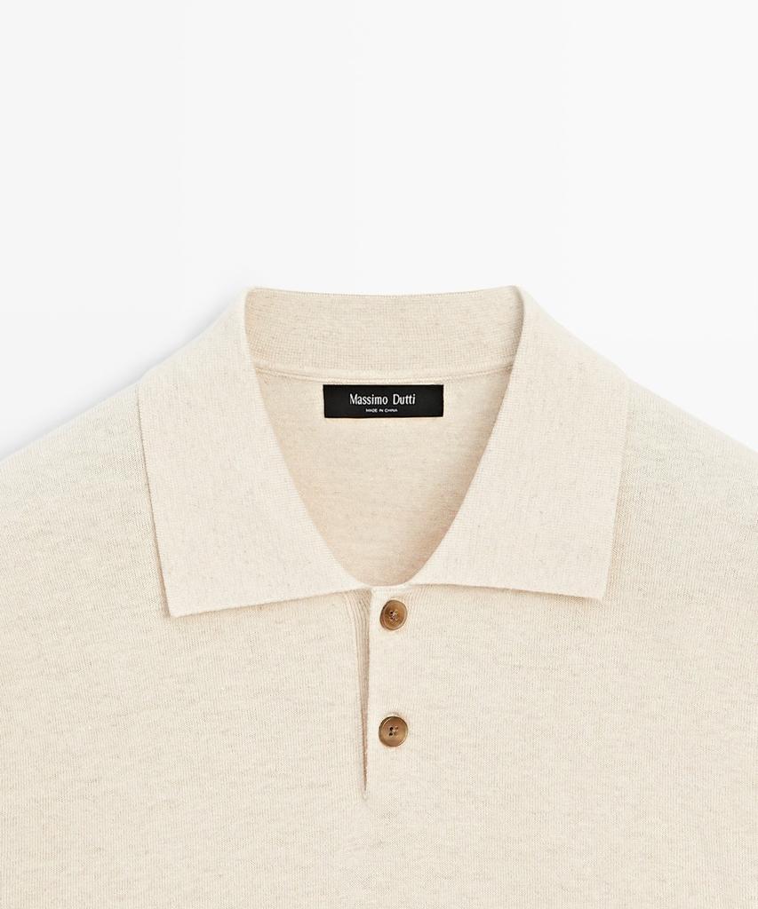 Masimodutti Cotton Linen Button Polo Shirt