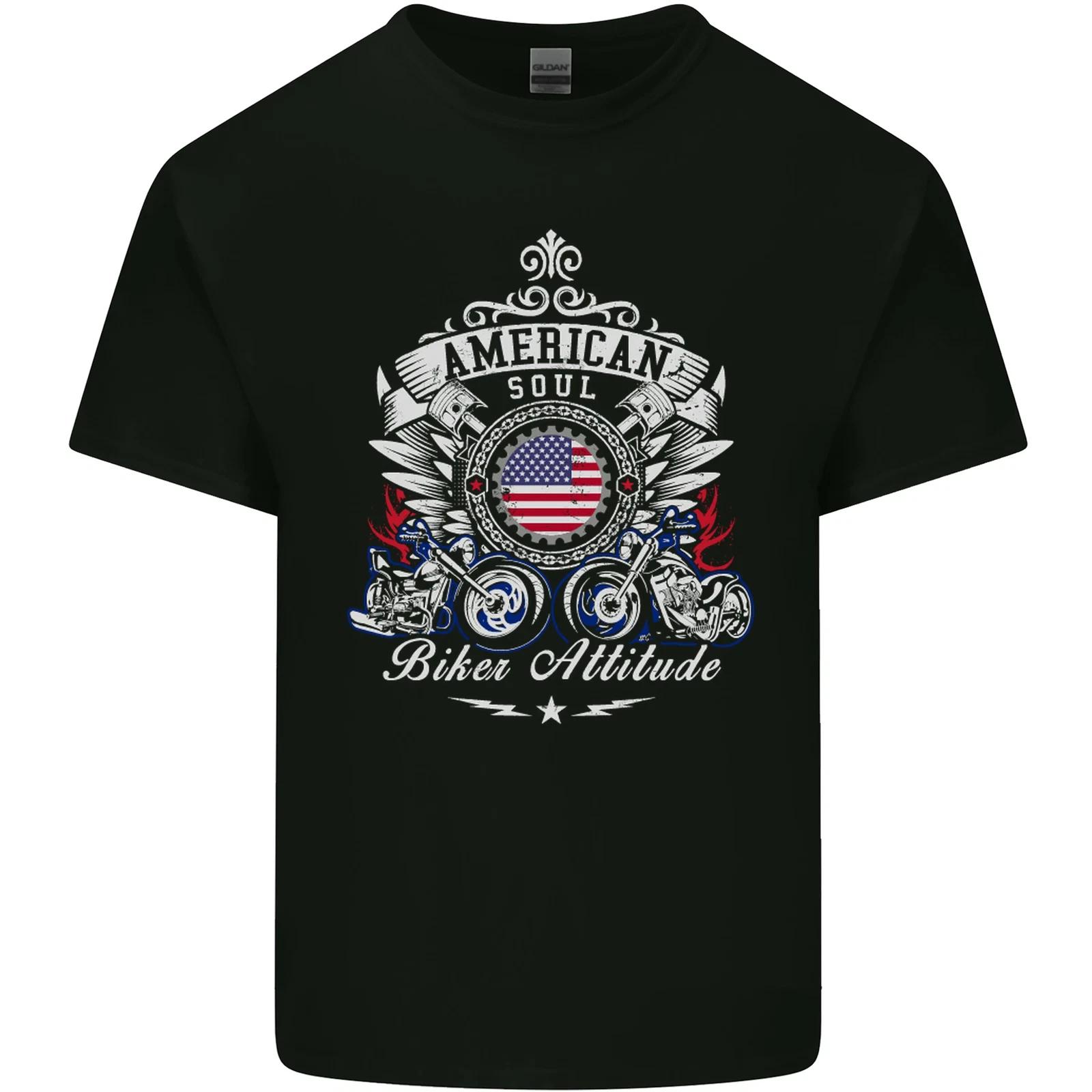 American Biker Attitude Motorcycle America Kids T-Shirt Childrens M