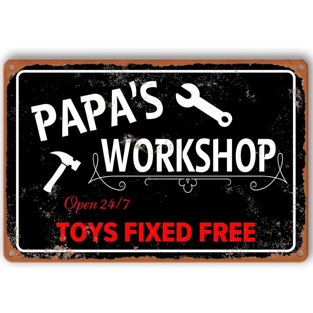 Dad's Garage Workshop Repair Shop 24 Hours Service Vintage Metal Tin Signs Retro Iron Picture Bar Cafe Garage Gym Pub Decor