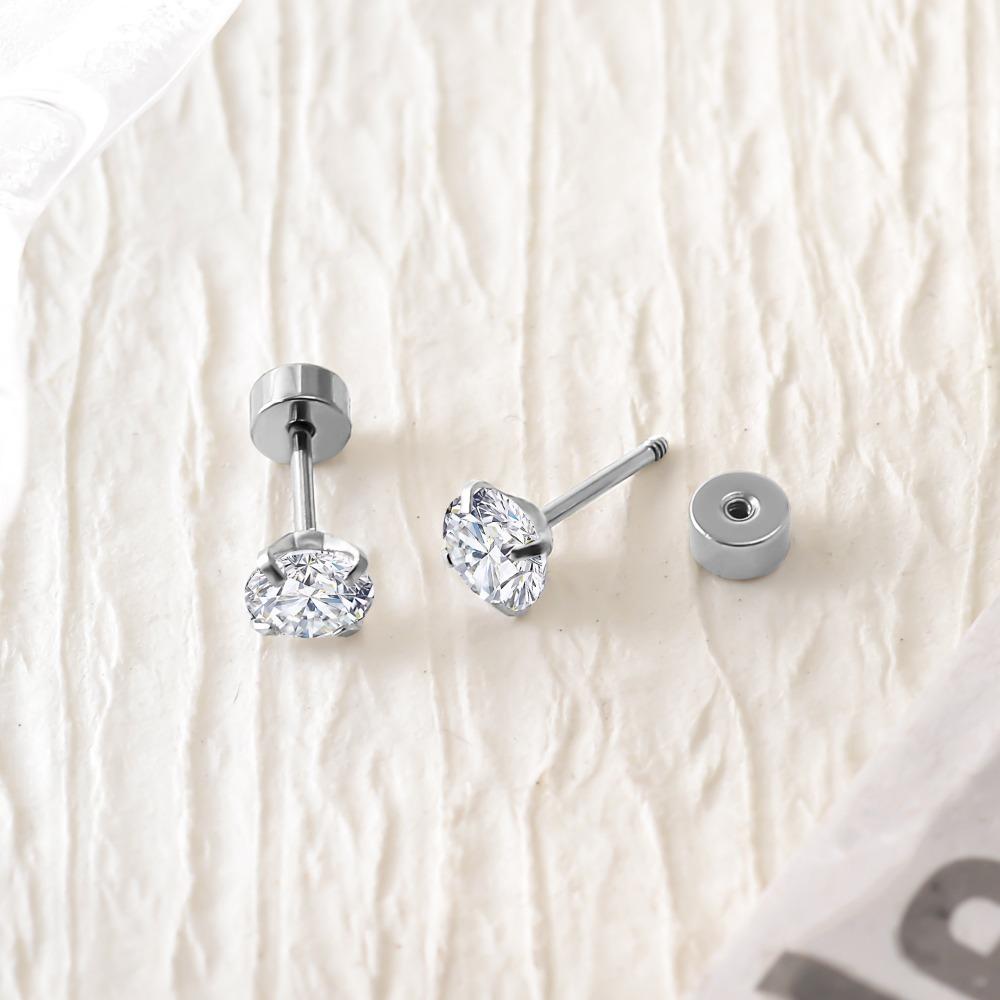 Modisch Einfach Glänzend 5A Zirkon Edelstahl Kreis Steckerohrringe für Männer Frauen Hip-Hop Punk Ohrknochen Piercing Schmuck Geschenke