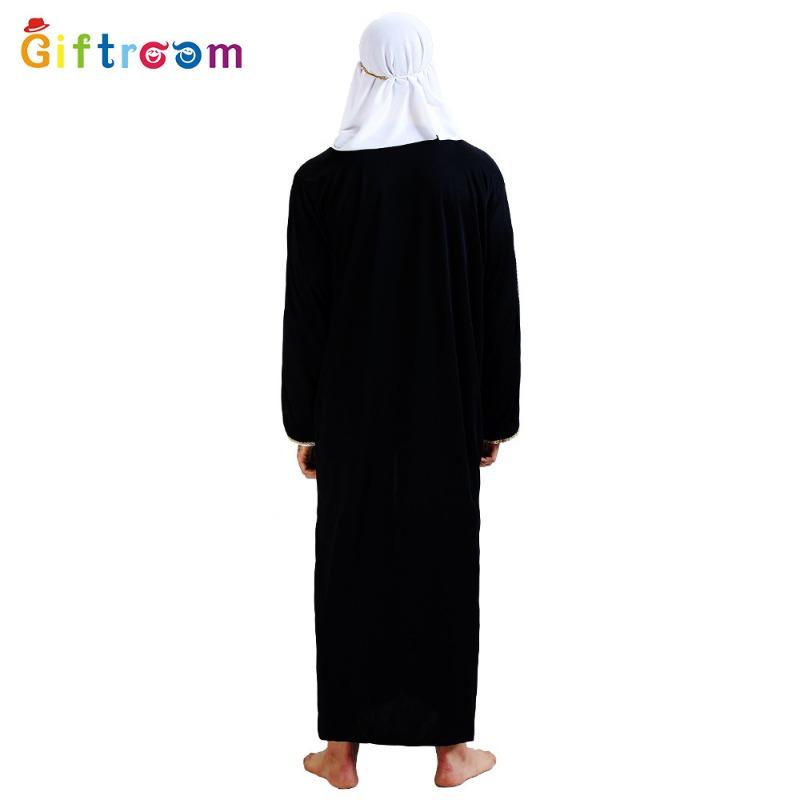 Halloween Masquerade Cosplay Prince Male Black Muslim Dubai Dress