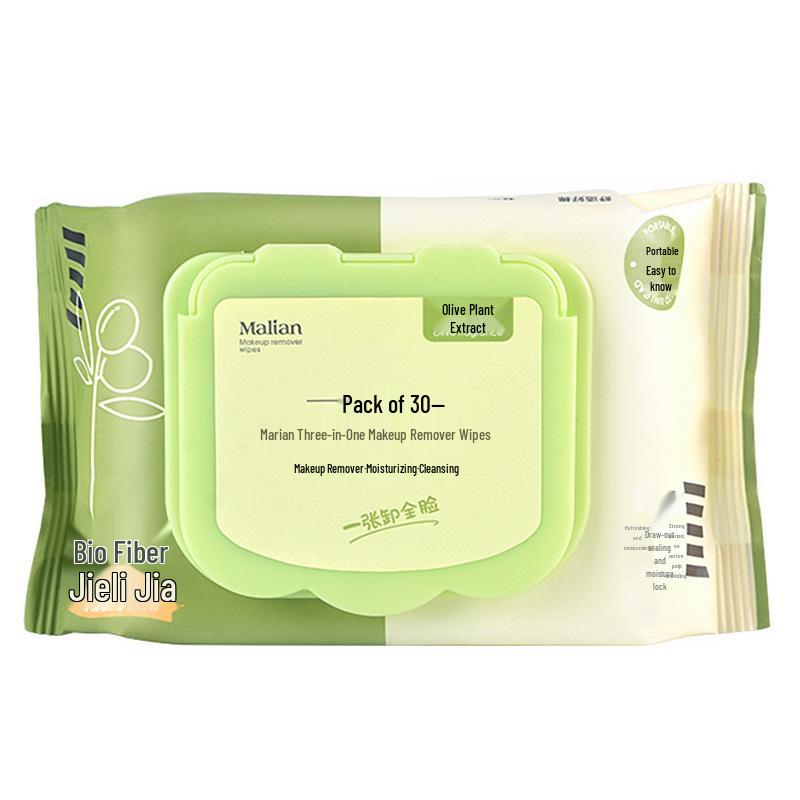 Marian Olive Extract Makeup Remover Wipes: Quick Clean, Moisturizing, Soft Cleansing Wipes, 30 Count