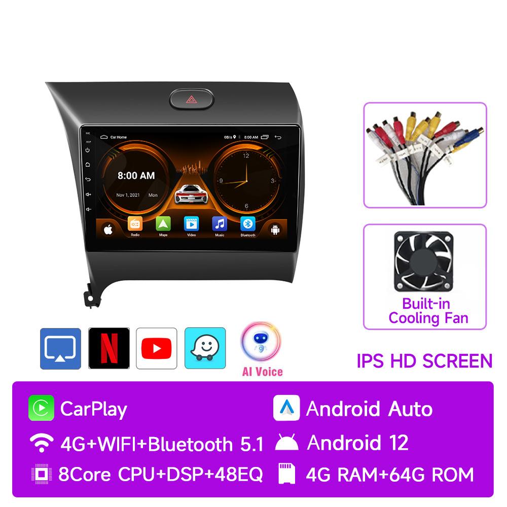 JIUYIN 9" 4G Carplay 2din Android 12 Car Radio Multimedia Video Player Navigation GPS For Kia K3 Cerato Forte 2013-2017 3 YD