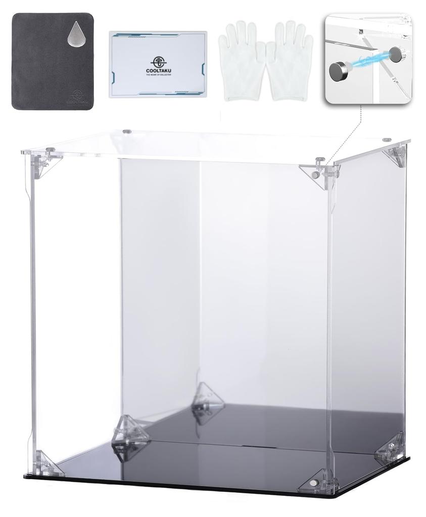 COOLTAKU Figure UV Back Magnetic Magnet Front Collection More Assembled Acrylic Display Stain Cleaning Cloth Included 20 X Depth 15 X Height Black