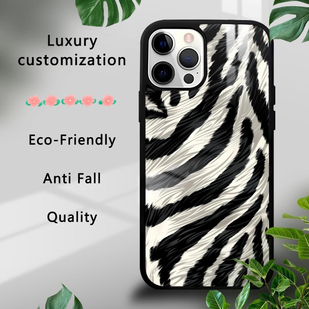 Luxury Zebra Stripes Art Phone Case For iPhone 16 15 14 13 12 11 Pro Xs Max Mini Plus Celulares Hard Funda