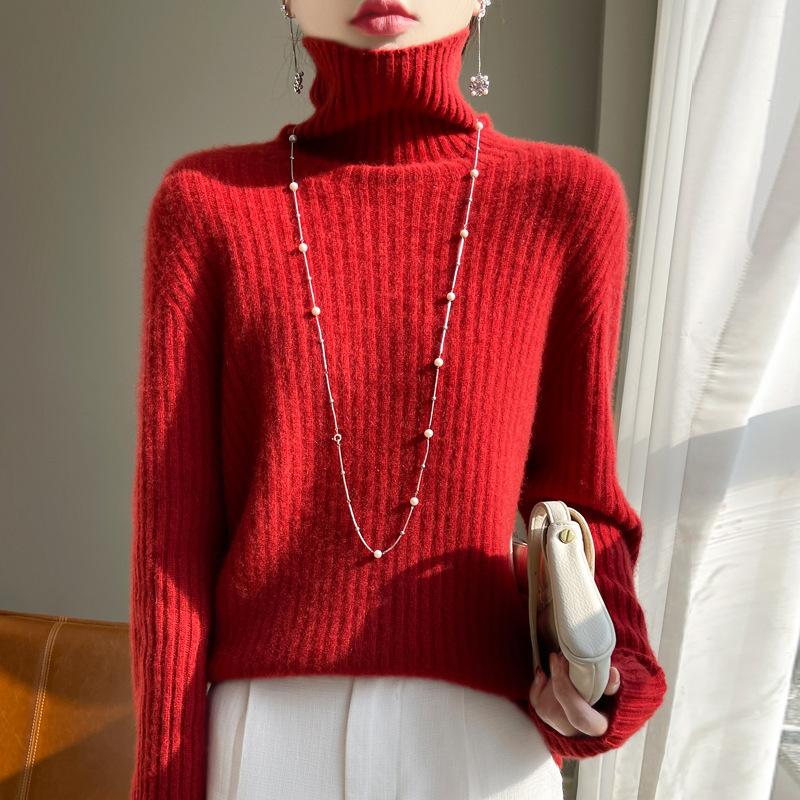 Thickened Pit Strips Piled Collar Cardigan for Women's Autumn and Winter New Skin-friendly and Versatile Cashmere Knitted Base Shirt