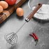 Semi Automatic Whisk Semi Automatic Hand Push Mixer Stirrer Wooden Handle Rotating Semi-Automatic Eggbeater For Whisking