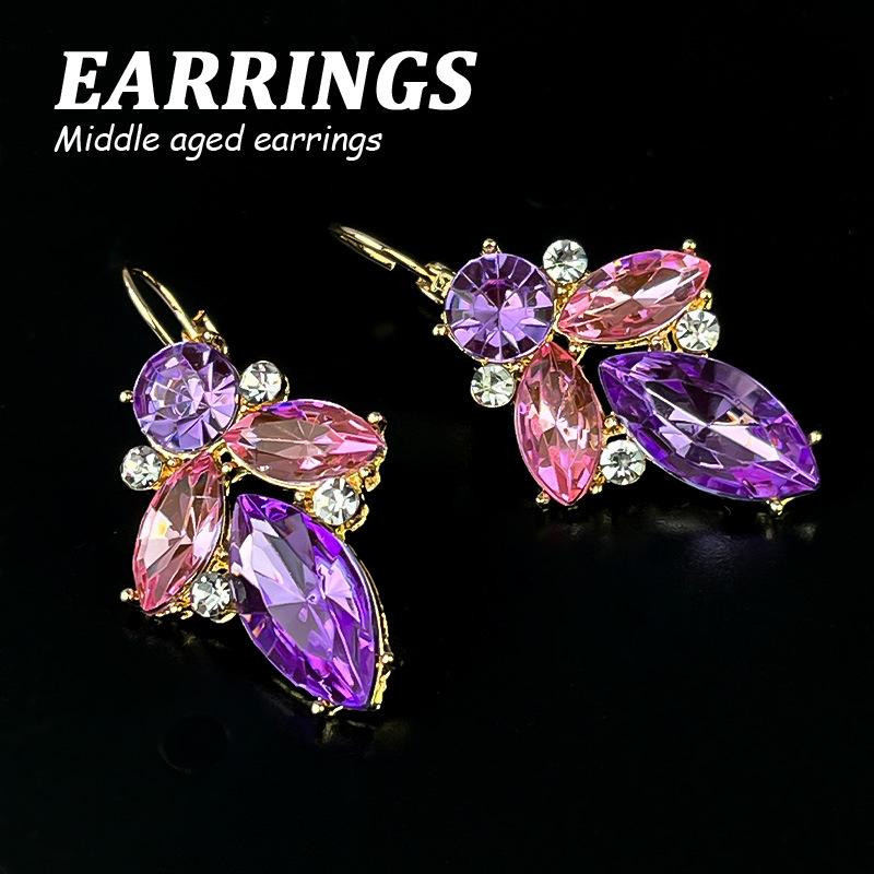 Boucles d'oreilles pendantes Zircon Fleur Colorée pour Femmes, Boucles d'oreilles pendantes Statement pour Fête & Usage Quotidien