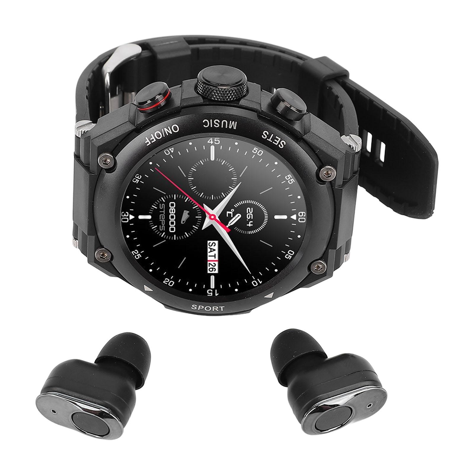 

2 в 1 умные часы с наушниками многофункциональный Bluetooth звонок музыкальный плеер спортивные часы для Android чёрный