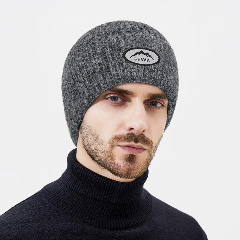 

Мужская зимняя вязаная шапка-бини Zhenyueqi FEWK с логотипом горы One Size