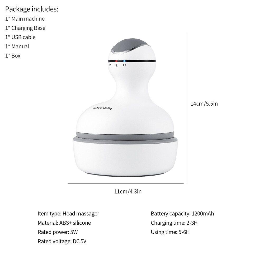 Wireless Scalp Massage Portable Handheld Head Massager Waterproof Body Massage 3D Promote Hair Growth Deep Tissue Kneading