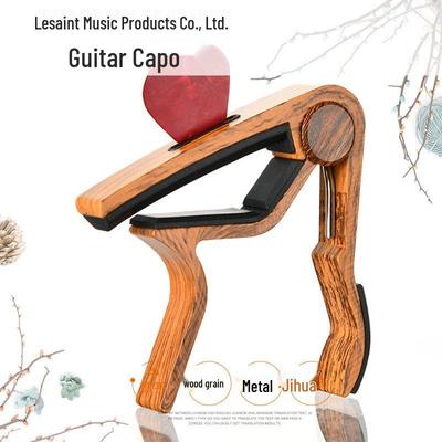 Capotasto Medio per Chitarra con Finitura Grano Legno e Fessure per Carte e Plettri