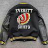 Tide Brand AC Milan Embroidered Leather-Sleeve Versatile Baseball Jacket