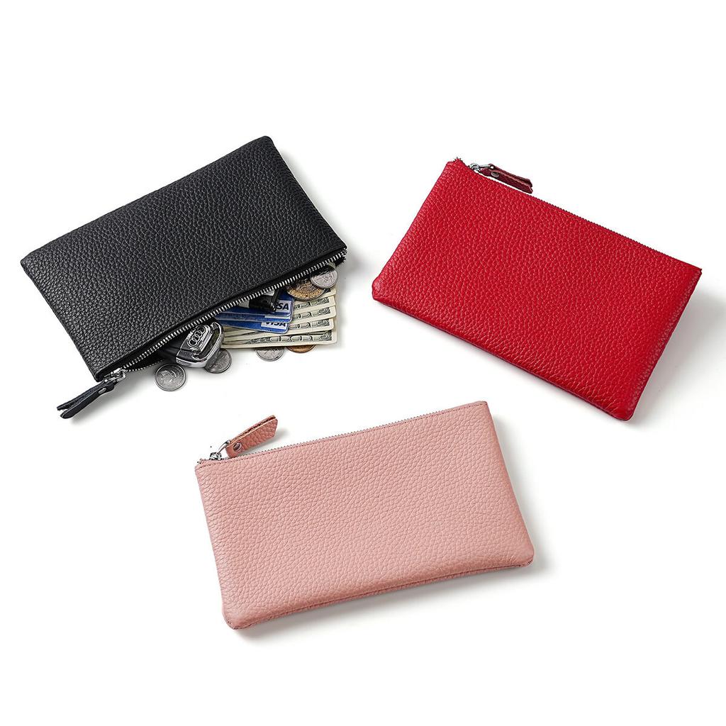 Womens Top Grain Leather Wristlet Clutch Phone Holder Long Wallet Purse Zipper Hand Bag