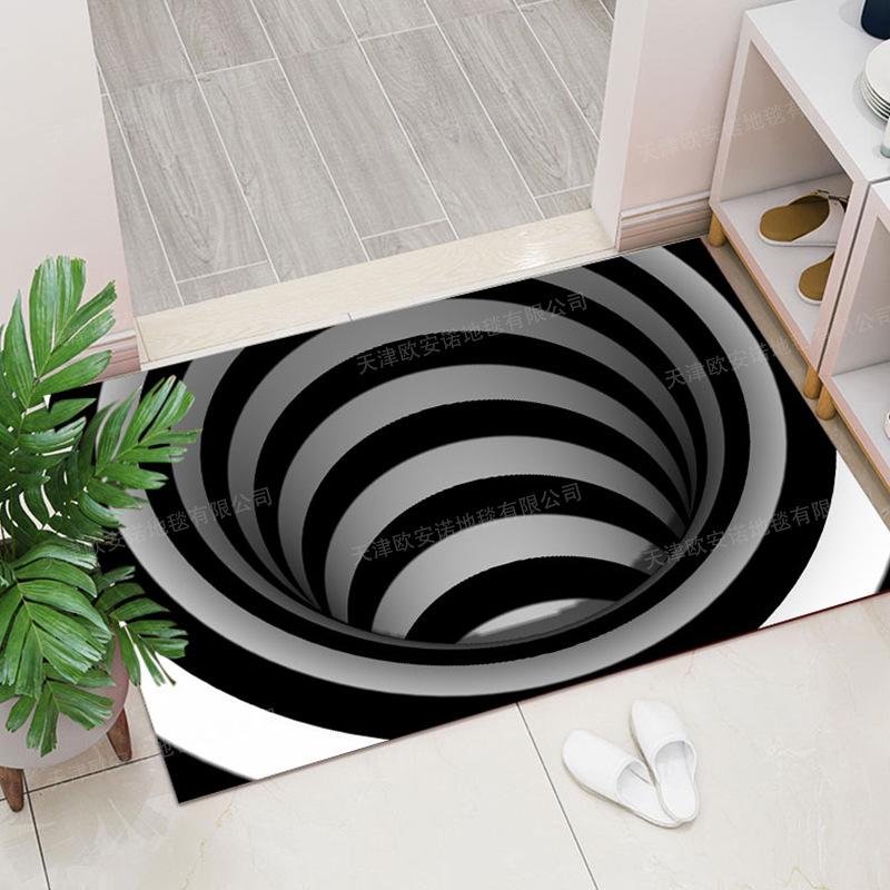 3D Stun Carpet Pattern Washable Bedroom Living Room Coffee Table Carpet Black And White Trap Floor Mat Home Decoration