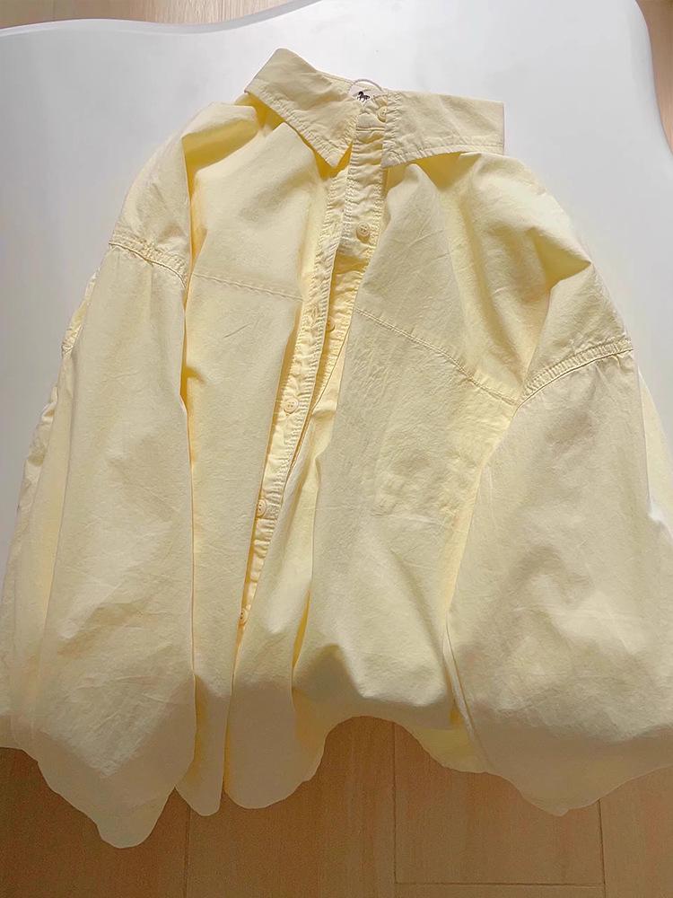 Women's Simple Sweet Pure Cotton Long Sleeve Shirt for Spring, Autumn & Winter