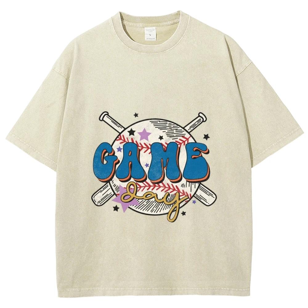 Washed Stylish Tee Y2K Style Short Sleeved American Graphic Trend T Shirt For Women and Men Overseas Cotton