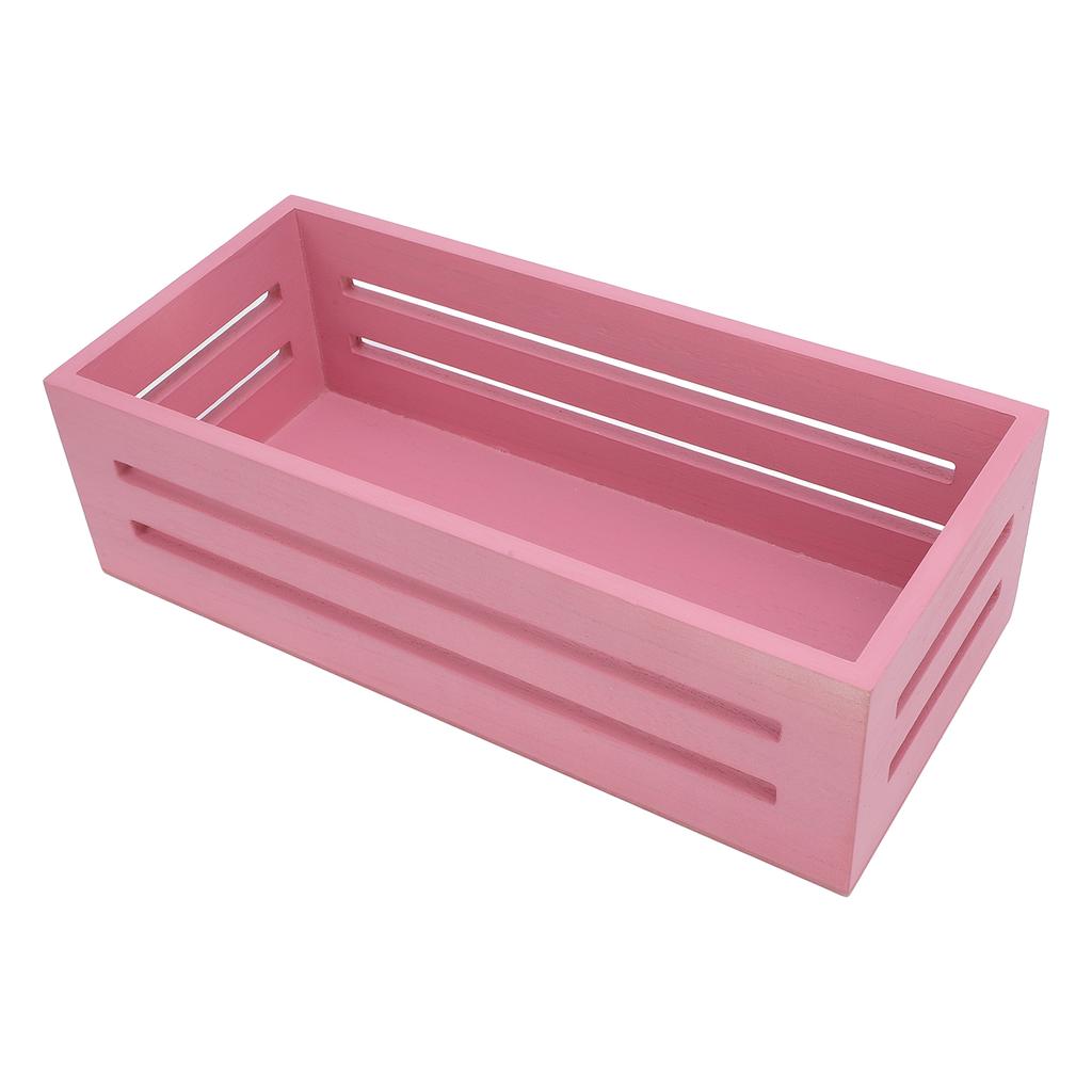 12.99 X 6.1 X 3.94in Wooden Storage Basket Multifunctional Pink Storage Crate Box for Bathroom Bedroom Toilet Paper