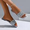 Sequined Slippers Women's 2025 Summer New Large Size Flat Slippers Comfortable Beach Slippers