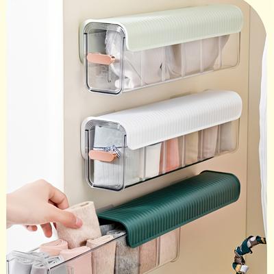 1pc Clear Wall Mounted Drawer Organizer with Adjustable Compartments Wall Hanging Transparent Underwear Panties Storage