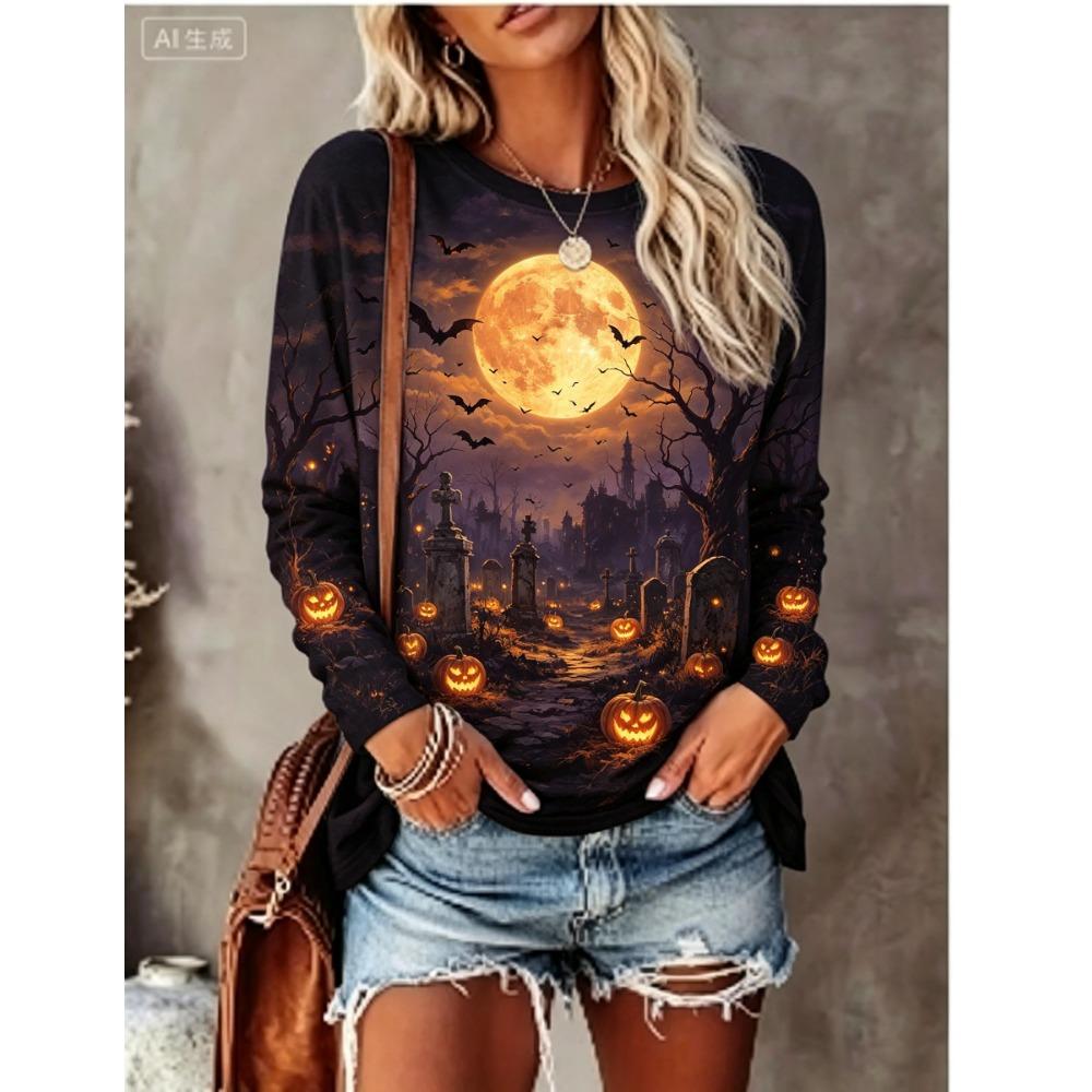 Women'S Pink Cute Skull And Bone for All-Over Print Crew Neck Long Sleeve