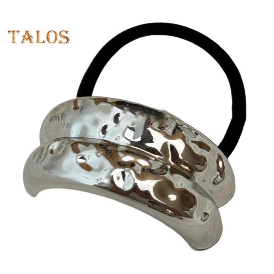 

Женская повязка на голову с геометрическим металлическим декором, высокая эластичная резинка для волос, универсальная укладка, аксессуары для волос A серебряный