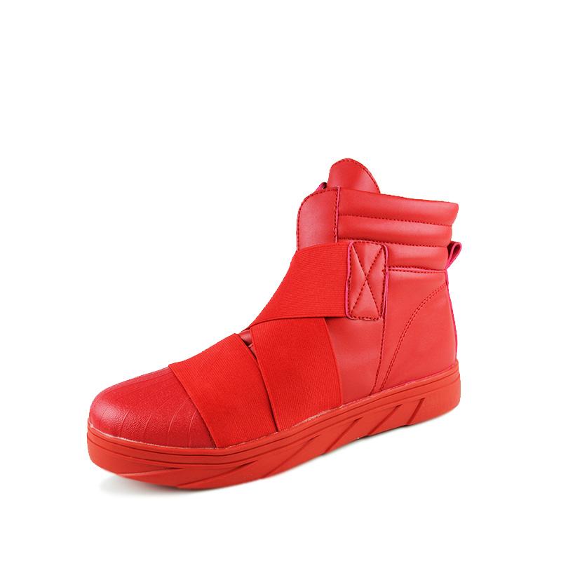 

Модные черные британские ботильоны мужские осень и зима высокие мужские кожаные ботинки уличные скейтбордические кроссовки мужские хип-хоп обувь красные 44 красный