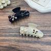 French Inlaid Crystal Pearl Butterfly Hair Clip – Elegant Acetate Flower Claw for Stylish Buns
