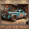 Tapisserie Voiture de Course Rouillée Vintage Hot Rod Garage Man Cave Art Mural