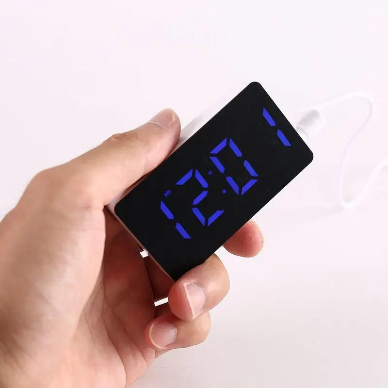 LED Electronic Watch Mirror Alarm Clock - Home Furnishings Smart Small Tools, Desk Digital Bedroom Decoration Table Accessory