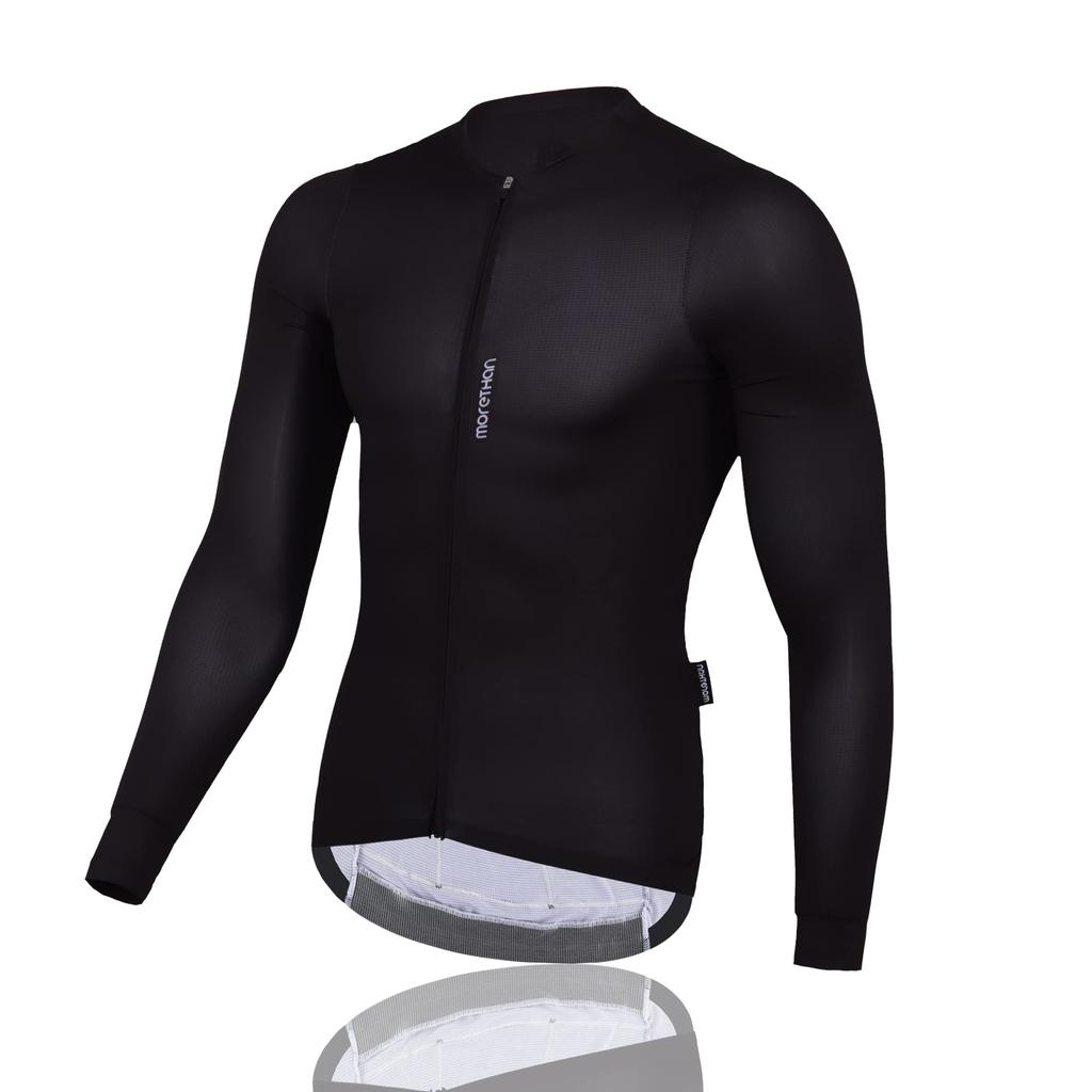 Morethan Long Sleeve Carbon Fiber Cycling Jersey Size L Men's LVP-021, Black,