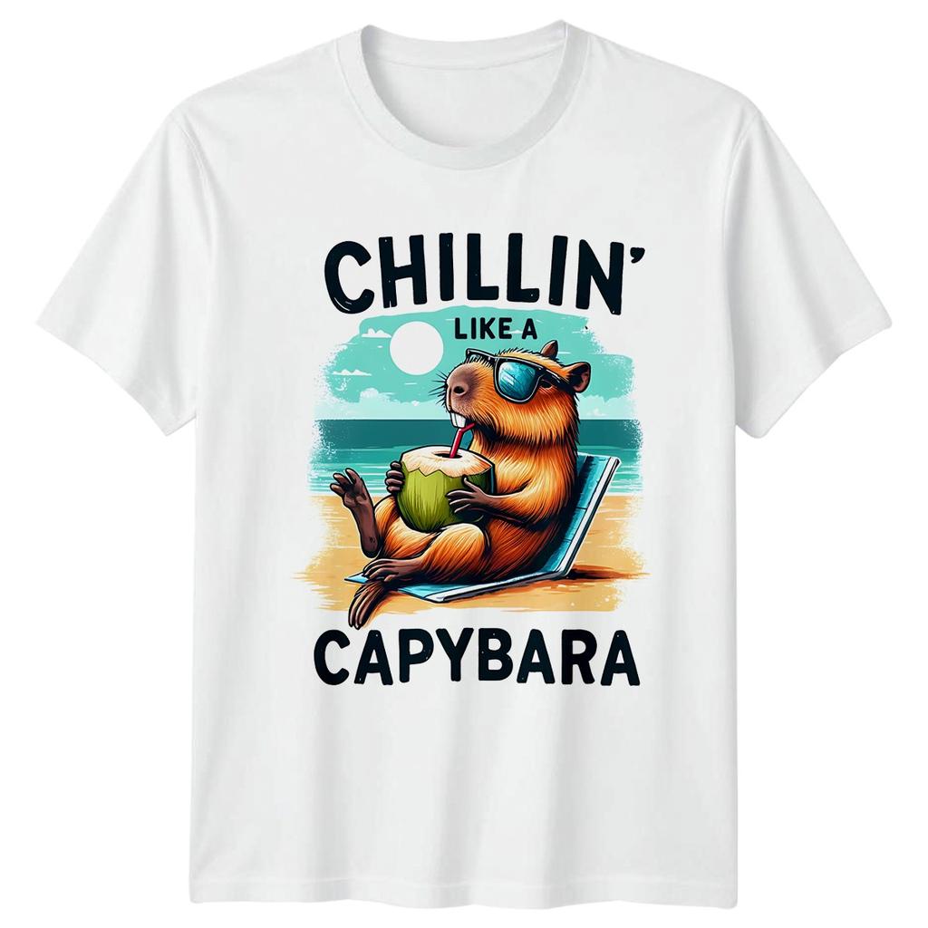 Funny Chillin Like A Capybara TShirt Capybara Animals Birthday Gift For Him