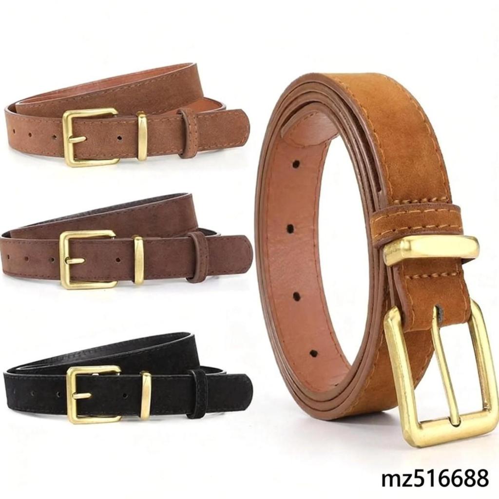 Korean Style Retro Suede Leather Belt with Pin Buckle – Perfect for Coats & Jeans
