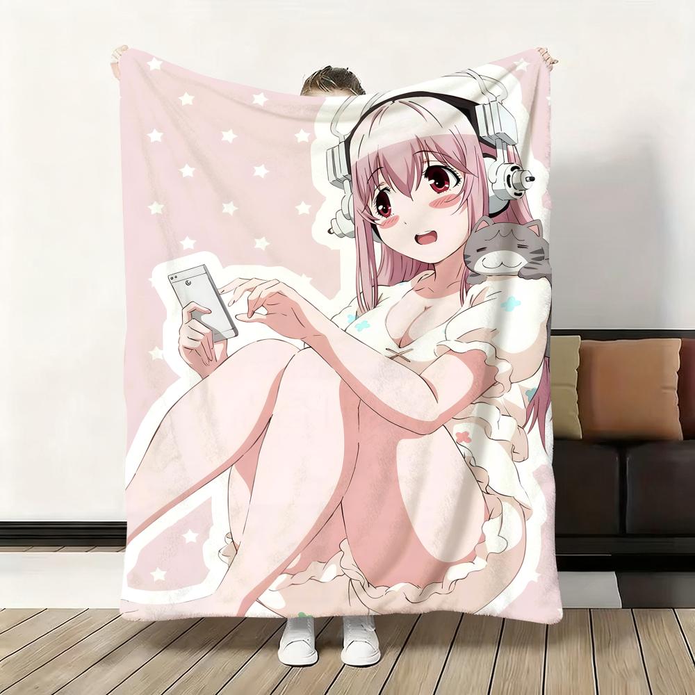 

Anime Sexy Super S-Sonico Throw Soft Flannel Blanket Warm Knee Skin-Friendly Throw for Sofa Office Bed Traveling Winter Oversize 75x90cm